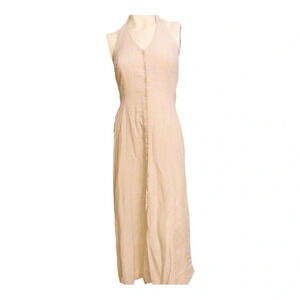 Tweeds Linen Halter Dress Cream Button Down Women Size 6